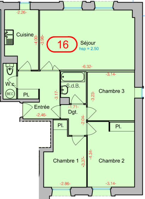 Appartement - 83 m² - 4 pièces