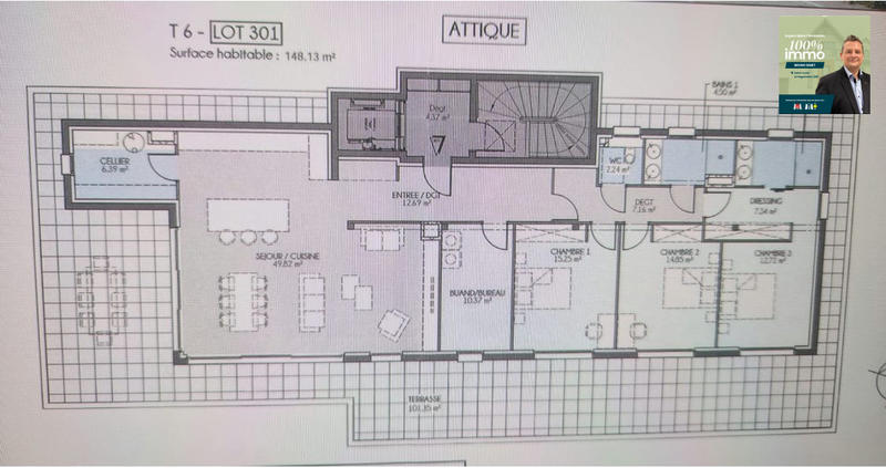 Appartement - 149 m² - 6 pièces
