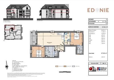 Appartement - 67 m² - 3 pièces