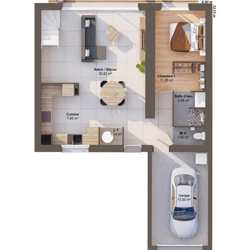 Maison - 91 m² - 5 pièces