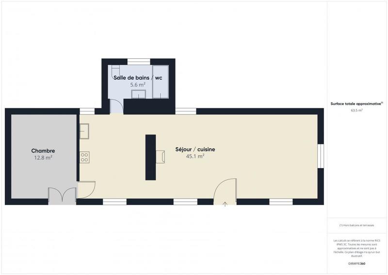 Maison - 60 m² - 2 pièces