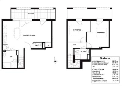 Appartement - 67 m² - 3 pièces