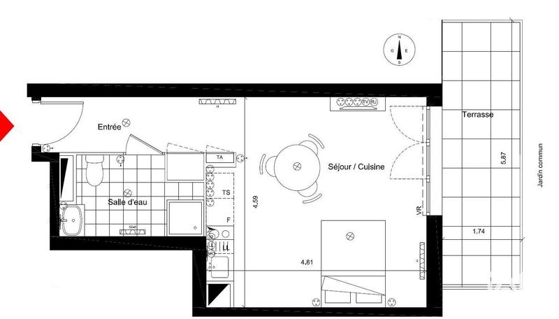 Appartement - 31 m² - 1 pièce