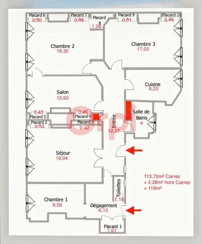 Appartement - 116 m² - 5 pièces