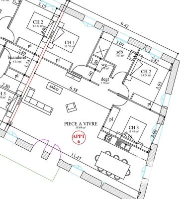 Appartement - 109 m² - 4 pièces