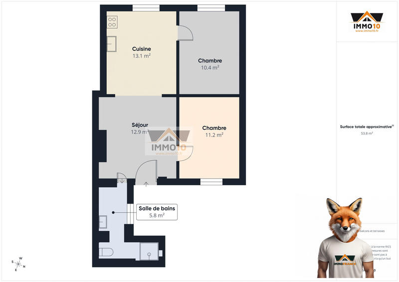 Appartement - 54 m² - 3 pièces