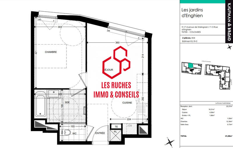 Appartement - 42 m² - 2 pièces
