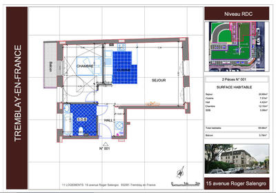 Appartement - 50 m² - 2 pièces