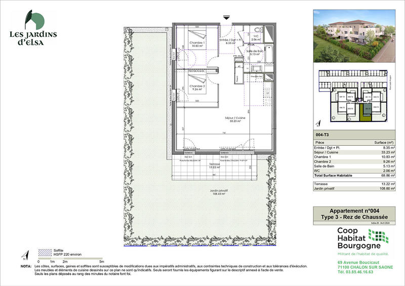 Appartement - 69 m² - 3 pièces