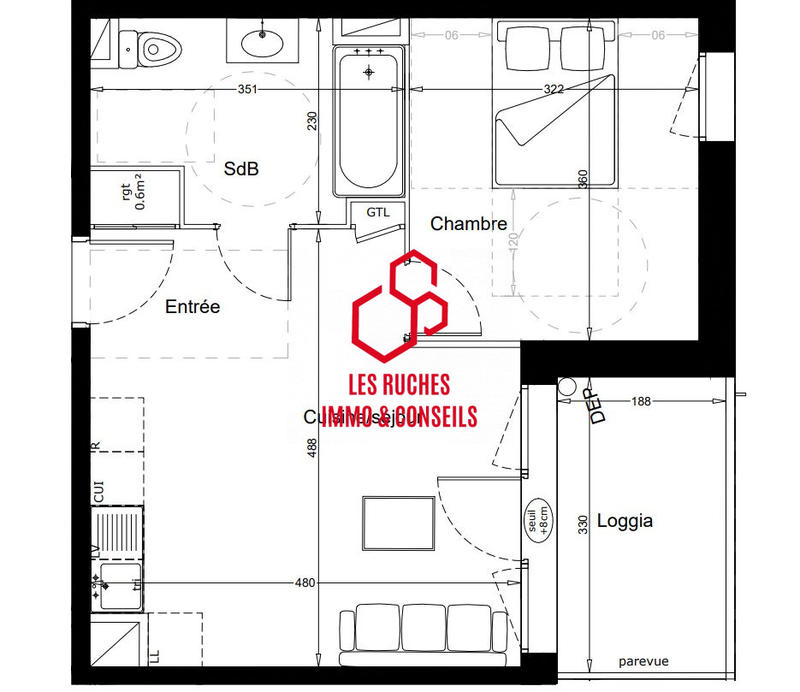 Appartement - 40 m² - 2 pièces