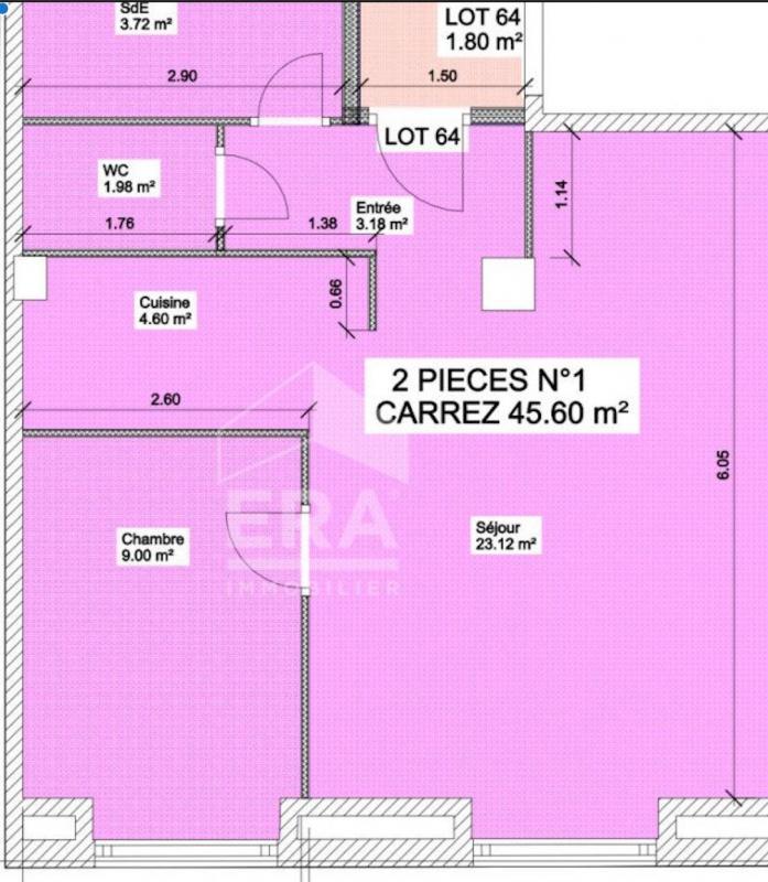 Appartement - 46 m² - 2 pièces