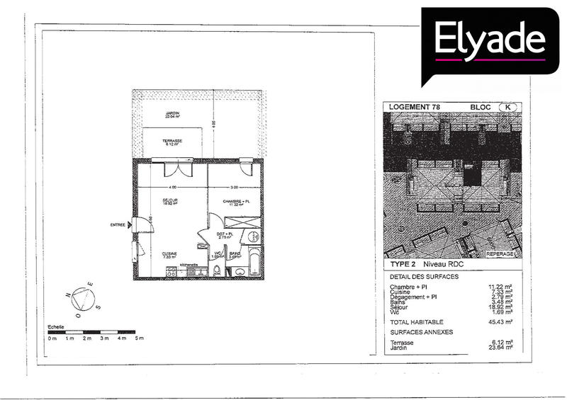 Appartement - 45 m² - 2 pièces