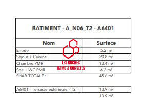 Appartement - 46 m² - 2 pièces