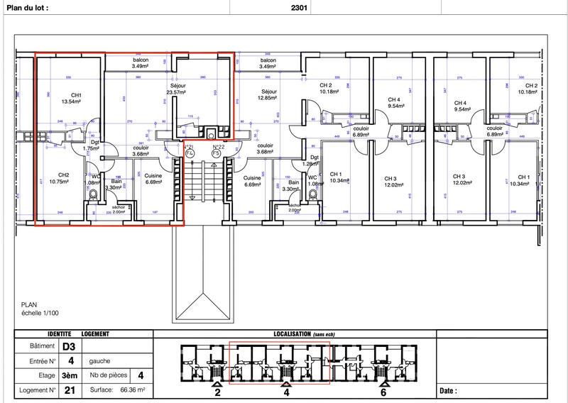 Appartement - 66 m² - 4 pièces