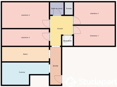 Chambre - 21 m² - 1 pièce