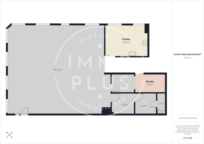 Bureau - 140 m² - 1 pièce