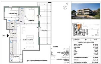 Appartement - 91 m² - 3 pièces