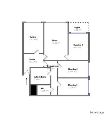 Appartement - 76 m² - 4 pièces