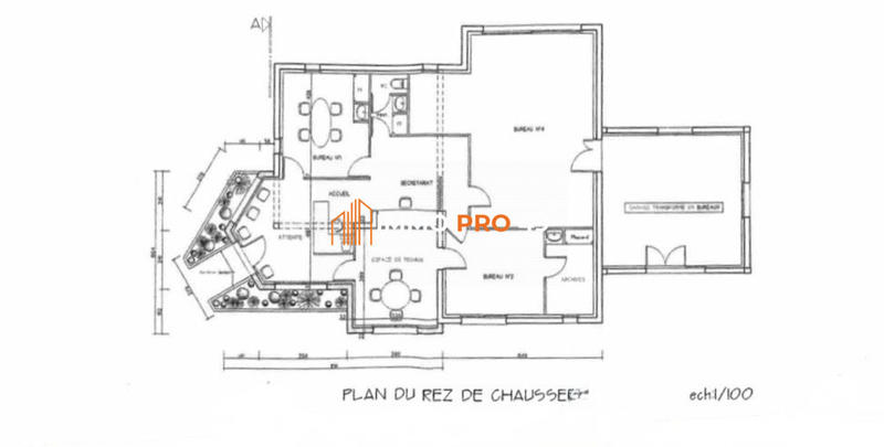 Bureau - 160 m² - 7 pièces