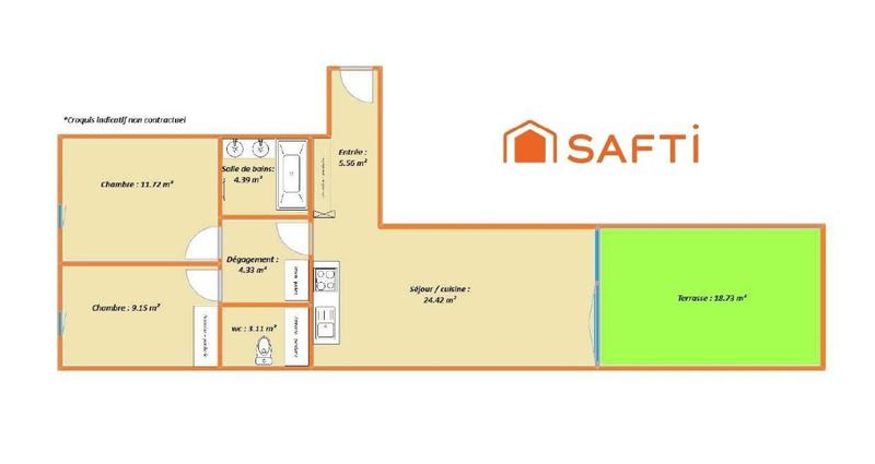 Appartement - 63 m² - 3 pièces