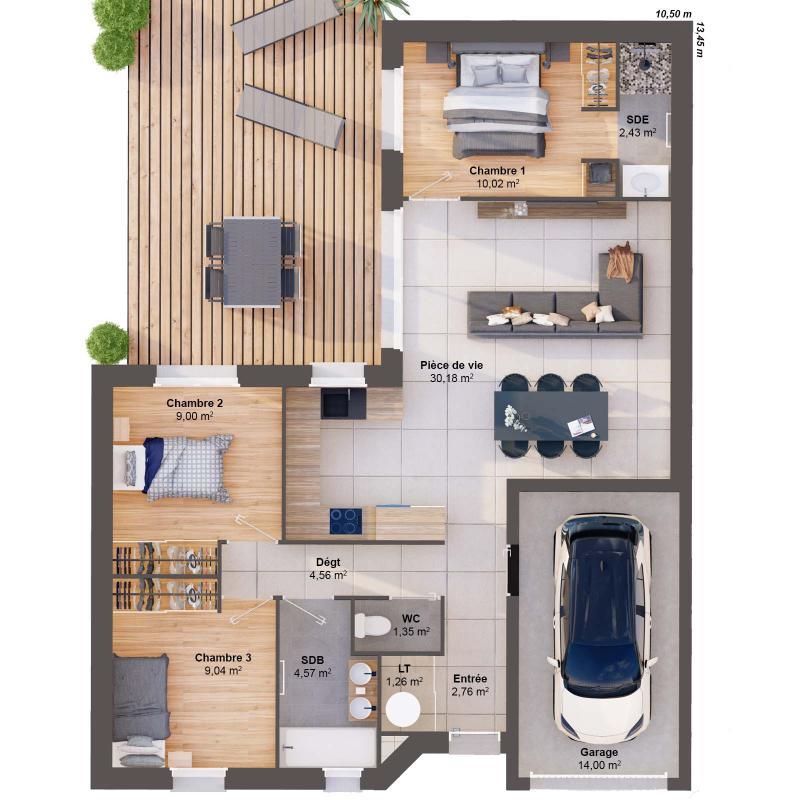 Maison - 75 m² - 5 pièces