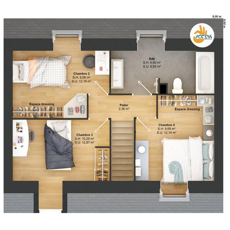 Maison - 93 m² - 6 pièces