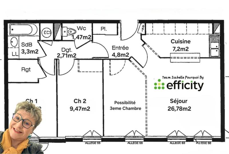 Appartement - 66 m² - 4 pièces