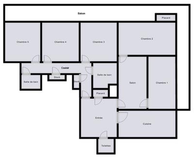 Chambre - 20 m² - 5 pièces