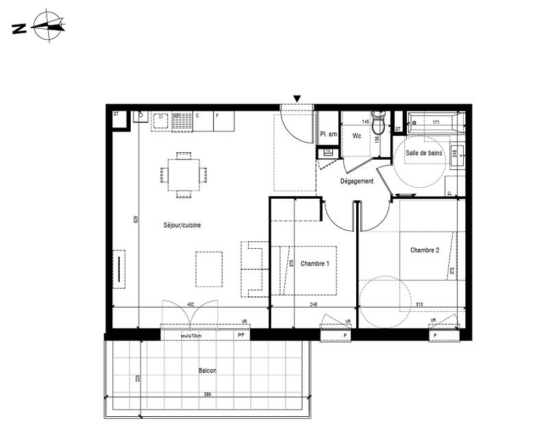 Appartement - 62 m² - 3 pièces