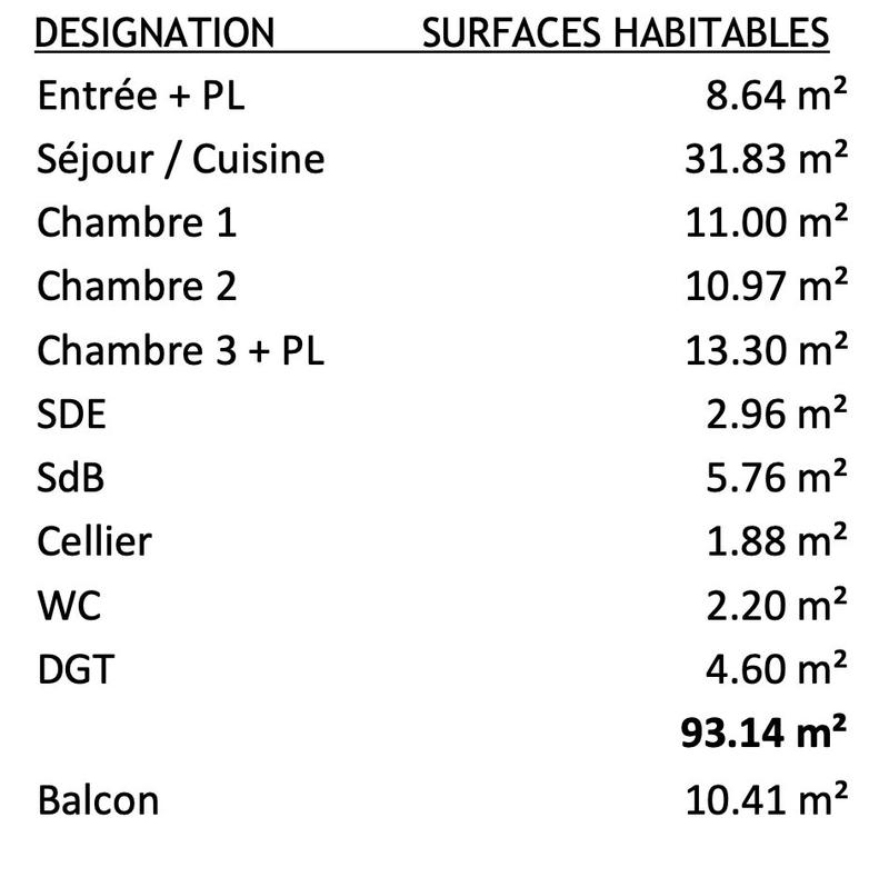 Appartement - 93 m² - 4 pièces