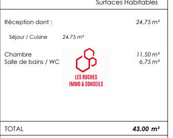 Appartement - 43 m² - 2 pièces