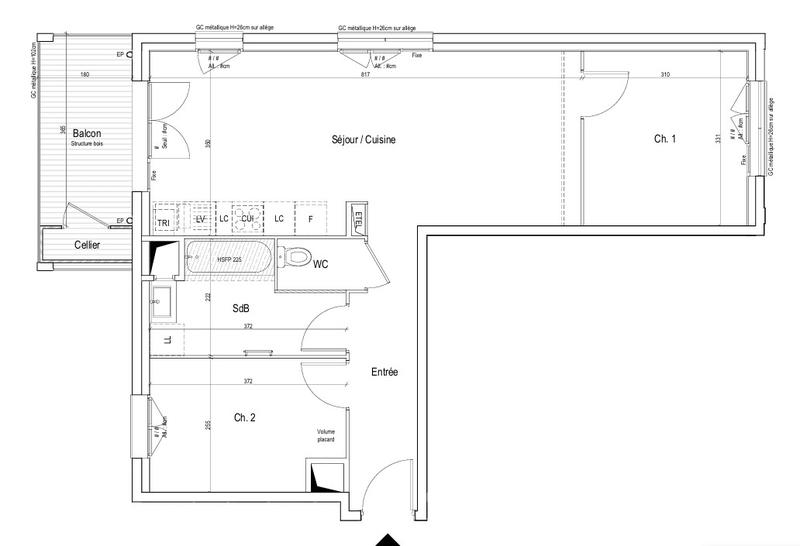 Appartement - 62 m² - 3 pièces