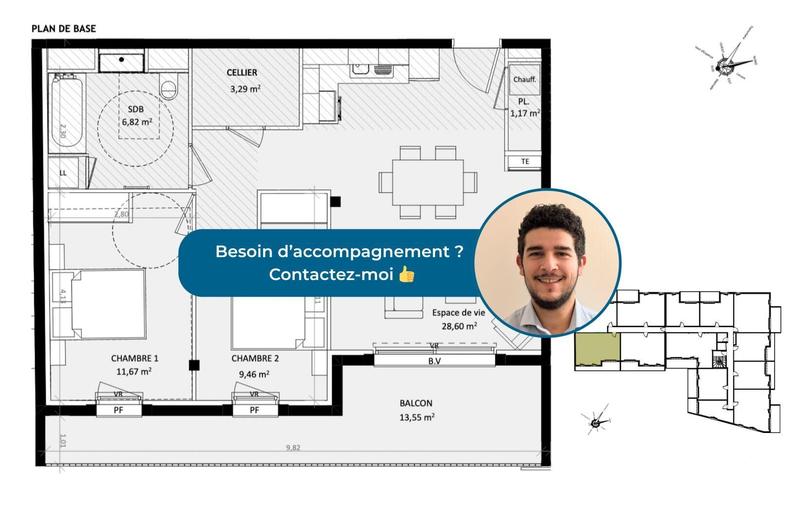 Appartement - 61 m² - 3 pièces