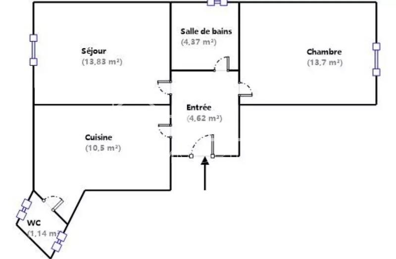 Appartement - 48 m² - 2 pièces