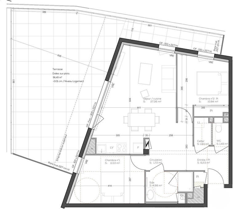 Appartement - 66 m² - 3 pièces