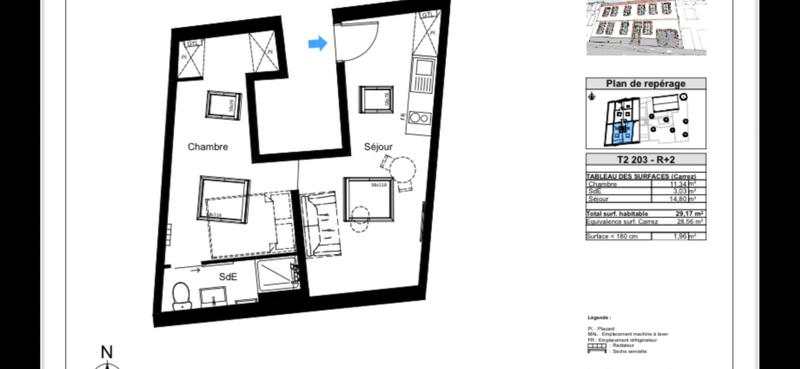 Appartement - 28 m² - 2 pièces