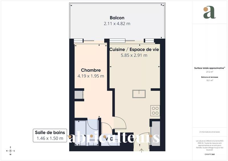 Appartement - 28 m² - 2 pièces