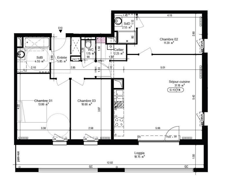 Appartement - 82 m² - 4 pièces