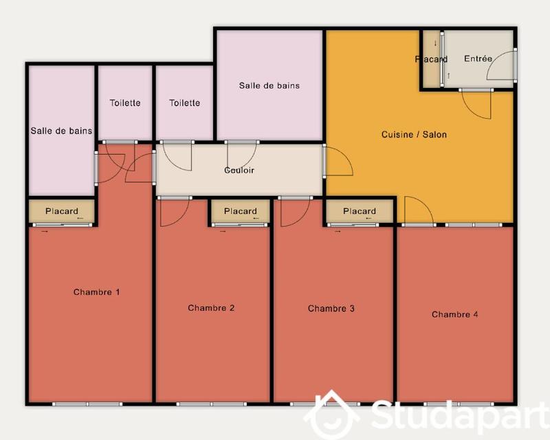 Chambre - 10 m² - 1 pièce