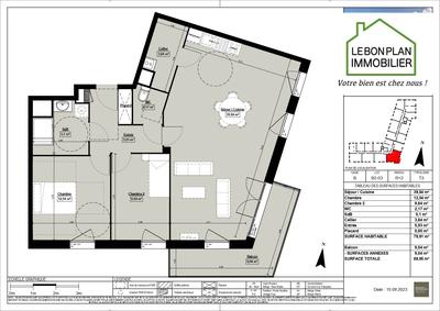 Appartement - 80 m² - 3 pièces