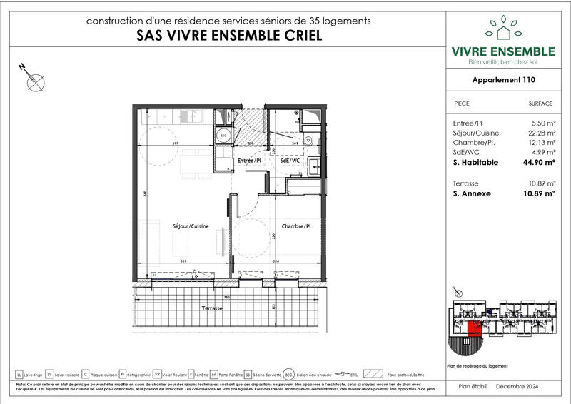 Appartement - 45 m² - 2 pièces