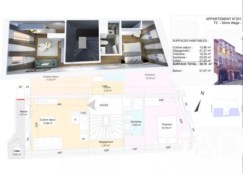 Appartement - 30 m² - 2 pièces