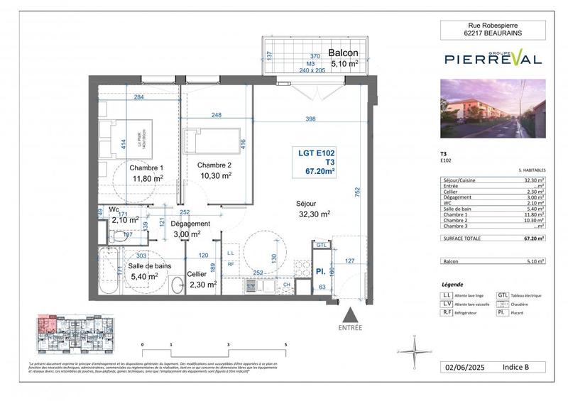 Appartement - 67 m² - 3 pièces