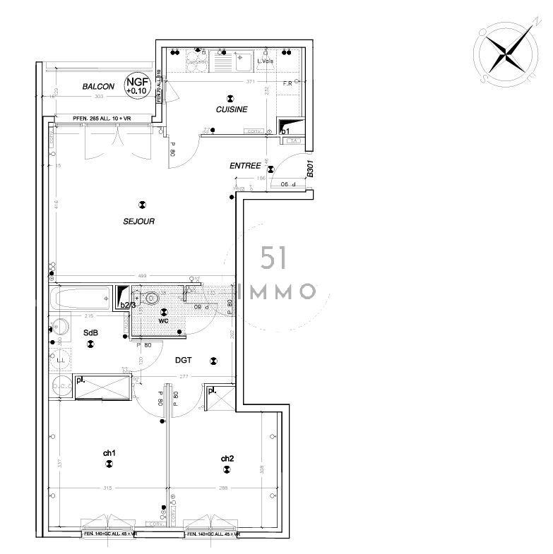 Appartement - 66 m² - 3 pièces
