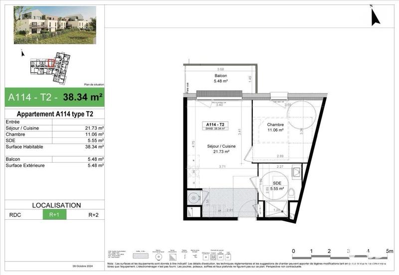 Appartement - 38 m² - 2 pièces