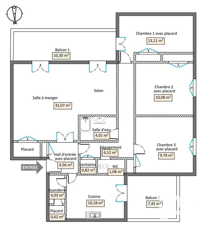 Appartement - 96 m² - 5 pièces