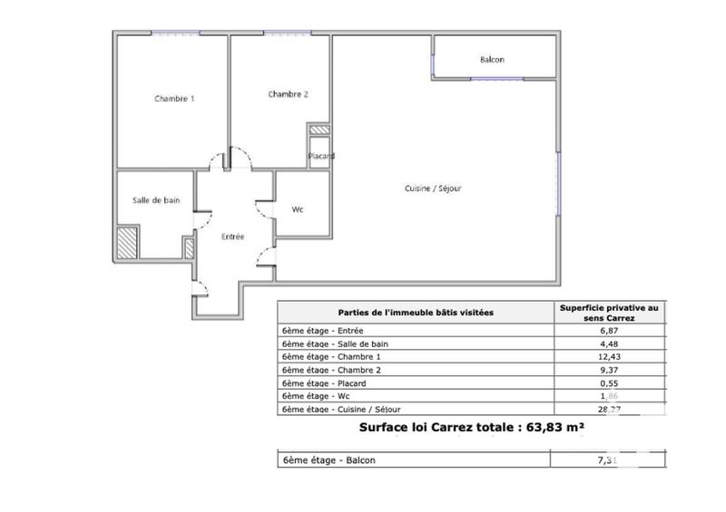 Appartement - 64 m² - 3 pièces