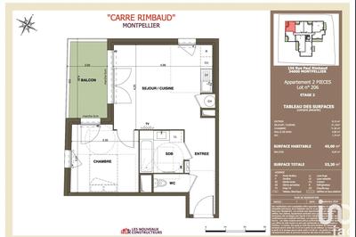 Appartement - 45 m² - 2 pièces