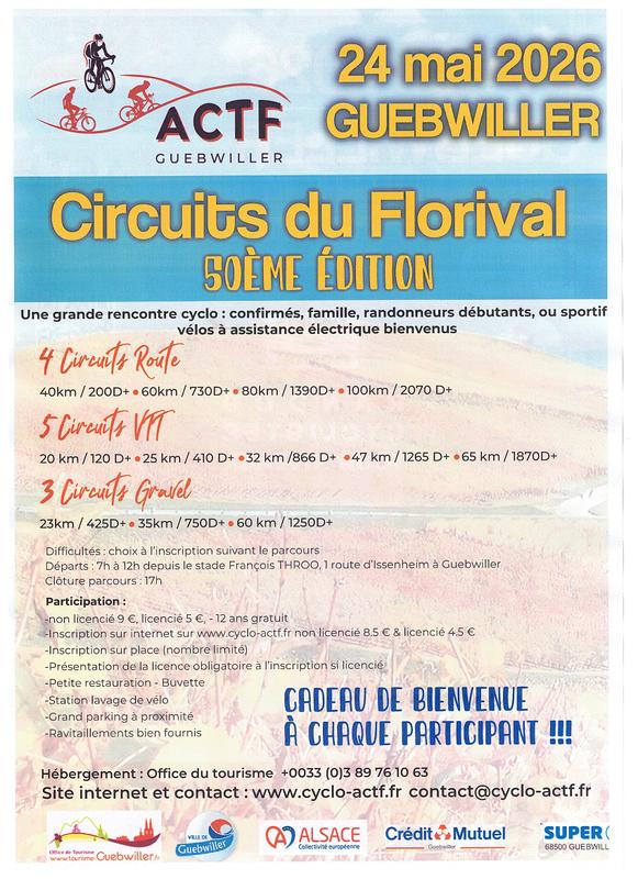Vélo : les circuits du Florival (route, gravel et Vtt) - 50ème édition