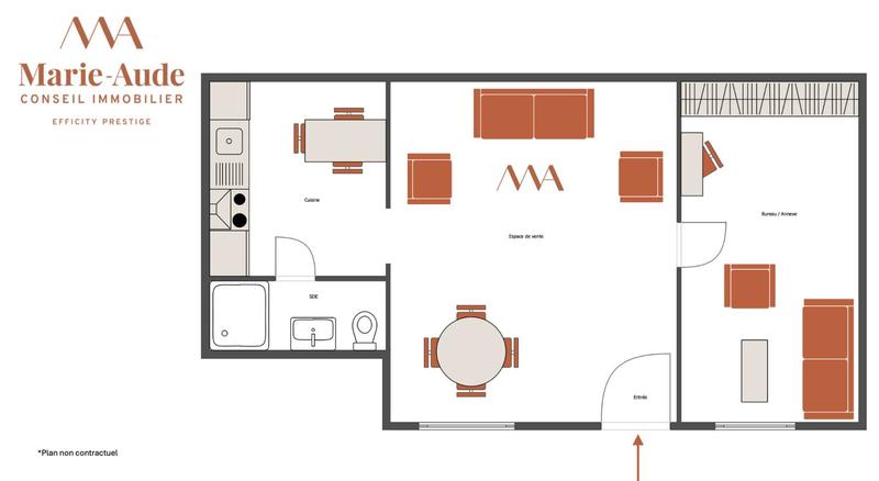 Bureau - 40 m² - 2 pièces